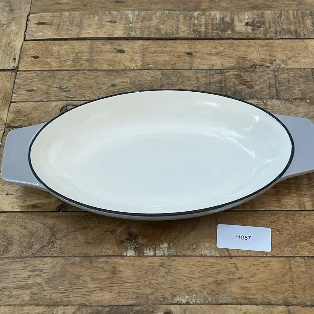 Martha Stewart Gray Enameled Cast Iron Gratin Casserole Dish Pan 12